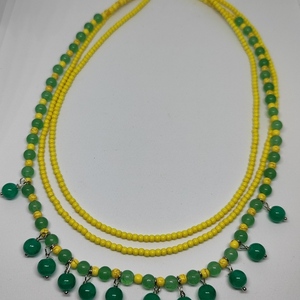 Αχάτης σε κίτρινο και πράσινο - ημιπολύτιμες πέτρες, κοντά, layering, πέρλες - 2