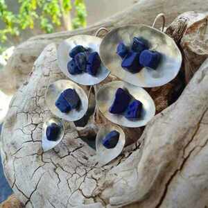 Σκουλαρίκια με πέτρες λάπις - ημιπολύτιμες πέτρες, χειροποίητα