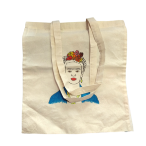 Γυναικεία χειροποίητη υφασμάτινη ζωγραφισμένη τσάντα -FA11 - ύφασμα, ώμου, μεγάλες, all day, πάνινες τσάντες - 2