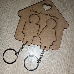 Ξύλινη θήκη κλειδιών και 2 μπρελόκ - ξύλο, ζευγάρια, σπιτιού, ειδη δώρων, μπρελοκ κλειδιών - 2