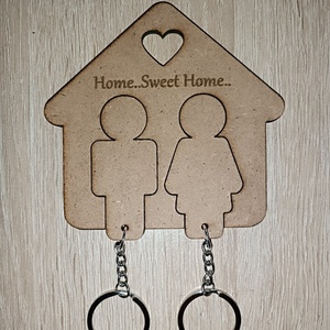 Ξύλινη θήκη κλειδιών και 2 μπρελόκ - ξύλο, ζευγάρια, σπιτιού, ειδη δώρων, μπρελοκ κλειδιών - 3