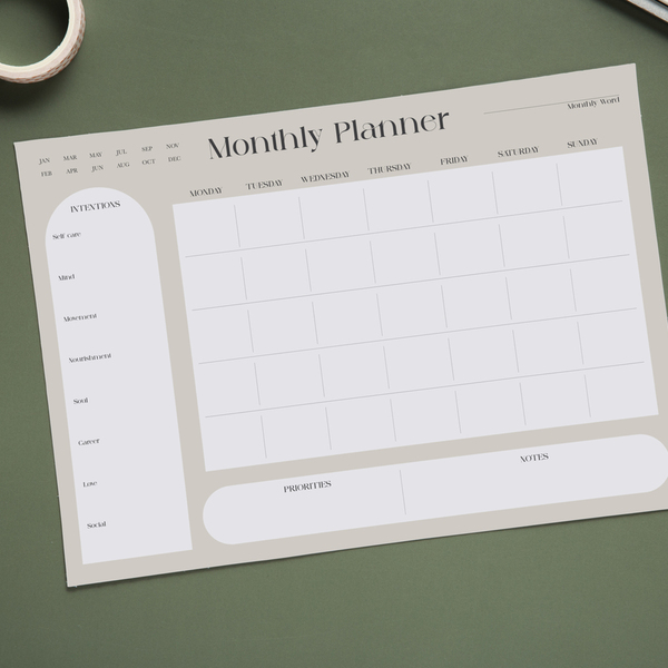 MONTHLY DESK PLANNER| A4 size (210 x 298mm) | horizontal layout | 50 undated planner sheets 80 g/m2 uncoated paper - τετράδια & σημειωματάρια - 4