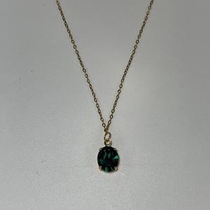 Emerald Green Stone - charms, κοντά, ατσάλι