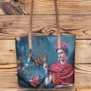 Τσάντα Ώμου & Πορτοφόλι Dino Rossi Με Σχέδιο Frida Kahlo 23.32 - ώμου, μεγάλες, all day, δερματίνη