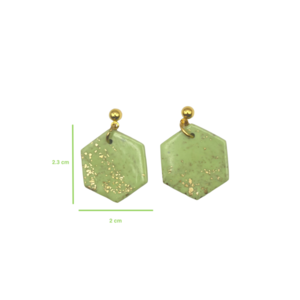 Light green pentagon | Contemporary collection - ασήμι 925, πηλός, κρεμαστά, καρφάκι - 2