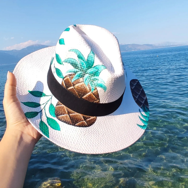 Ψάθινο καπέλο - Panama style - pineapple - ψάθινα - 3