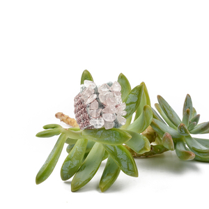 ATHINA MAILI - Υφαντό φαρδύ δαχτυλίδι με ημιπολύτιμες πέτρες ροζ χαλαζία - ημιπολύτιμες πέτρες, χειροποίητα, boho, μεγάλα - 4