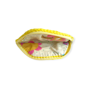 Χειροποίητη πλεκτή γυναικεία τσάντα φάκελος χειρός κίτρινη- KA316 - νήμα, φάκελοι, χειρός, πλεκτές τσάντες, μικρές - 2