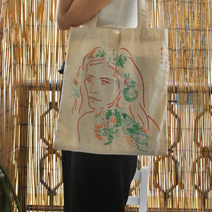 tote bag τσάντα χειροποίητη, ζωγραφισμένη στο χέρι - ύφασμα, ζωγραφισμένα στο χέρι, ώμου, all day, tote - 5