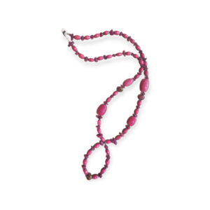 Χειροποίητο γυναικείο μακρύ κολιέ με χάντρες ροζ -KO125 - χάντρες, μακριά, boho