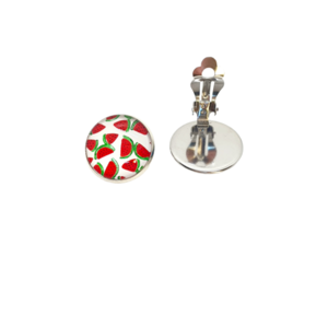 Σκουλαρίκια ατσάλινα κουμπωτά με υγρό γυαλί " Φέτες Καρπουζιού" - γυαλί, μικρά, ατσάλι - 3