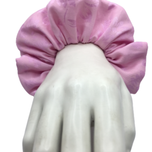 Υφασμάτινο λαστιχάκι scrunchie pink flowers - ύφασμα, κορίτσι, για τα μαλλιά, λαστιχάκια μαλλιών - 4