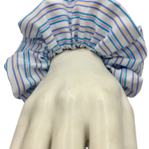Υφασμάτινο λαστιχάκι scrunchie colorful stripes - ύφασμα, κορίτσι, για τα μαλλιά, λαστιχάκια μαλλιών - 3