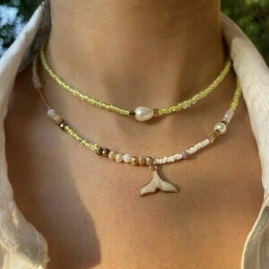 Classic Almmar Single Pearl Beaded Necklace - τσόκερ, χάντρες, κοντά, πέρλες, seed beads - 3
