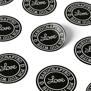 Removable Αυτοκόλλητες Αδιάβροχες Ετικέτες "Made with Love" Στρογγυλές Υψηλής Ποιότητας & Αντοχής 25 τμχ σε Μαύρο/Λευκό Χρώμα 5cm - αυτοκόλλητα, καρτελάκια - 2