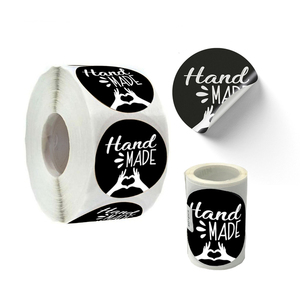 Removable Αυτοκόλλητες Αδιάβροχες Ετικέτες "Handmade with Love" Στρογγυλές Υψηλής Ποιότητας & Αντοχής 25 τμχ σε Μαύρο/Λευκό Χρώμα 5cm - χειροποίητα, αυτοκόλλητα, καρτελάκια