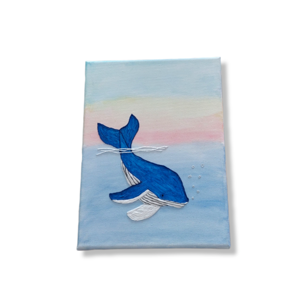 Κεντημένο κάδρο καμβά- Φάλαινα - κεντητά, ζωάκια, προσωποποιημένα, παιδικοί πίνακες