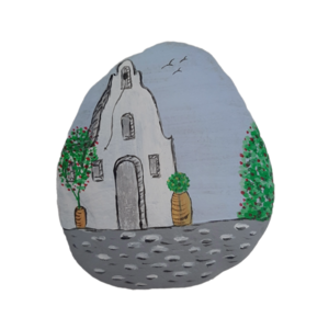 Πέτρα ζωγραφισμένη - Εκκλησάκι - πέτρα, σπίτι, διακοσμητικές πέτρες