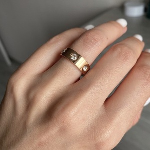 Δαχτυλίδι love από ατσάλι σε χρυσό και ζιργκόν - βεράκια, ατσάλι, ζιργκόν, σταθερά - 2