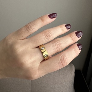 Δαχτυλίδι love από ατσάλι σε χρυσό και ζιργκόν - βεράκια, ατσάλι, ζιργκόν, σταθερά - 4