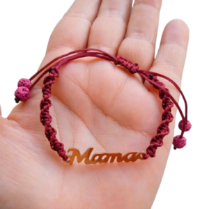 Μακραμέ βραχιόλι χεριού "mama" σε μπορντό χρώμα & χάντρες λάβας στο τελείωμα του. - ημιπολύτιμες πέτρες, νήμα, μακραμέ, χεριού, αυξομειούμενα - 3