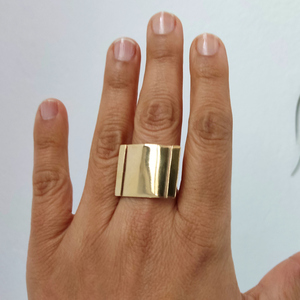 Χειροποίητο γυναικείο η ανδρικό μεγάλο παραλληλόγραμμο δαχτυλίδι - ορείχαλκος, boho, μεγάλα, αυξομειούμενα - 2