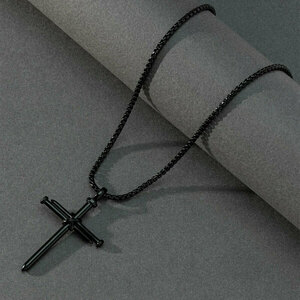 Ανδρικός Μαύρος Σταυρός Με Καρφιά - κολιέ, ατσάλι, δώρα για άντρες, σταυροί - 2