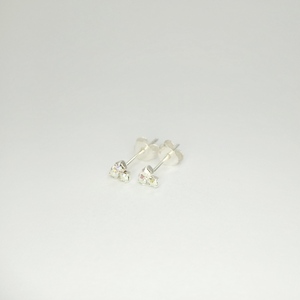 Μίνι ασημένια 925° σκουλαρίκια τριφύλλι με ΑΒ πετρούλες - στρας, ασήμι 925, καρφωτά, φθηνά - 3
