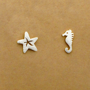 Σκουλαρίκια Αστερίας με Ιππόκαμπο Ασήμι 925 - ασήμι 925, καρφωτά, μικρά, αστερίας - 5