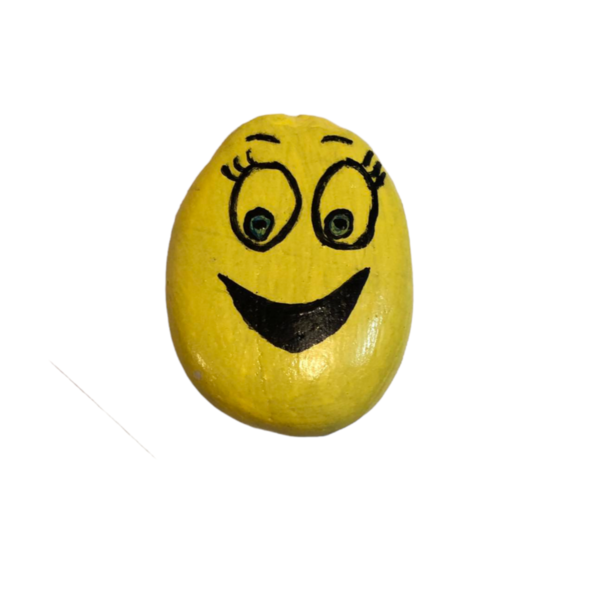 Διακοσμητική πέτρα κίτρινη γελαστή φατσούλα - ζωγραφισμένα στο χέρι, πέτρα, διακόσμηση, διακοσμητικές πέτρες, διακόσμηση βεράντας - 3