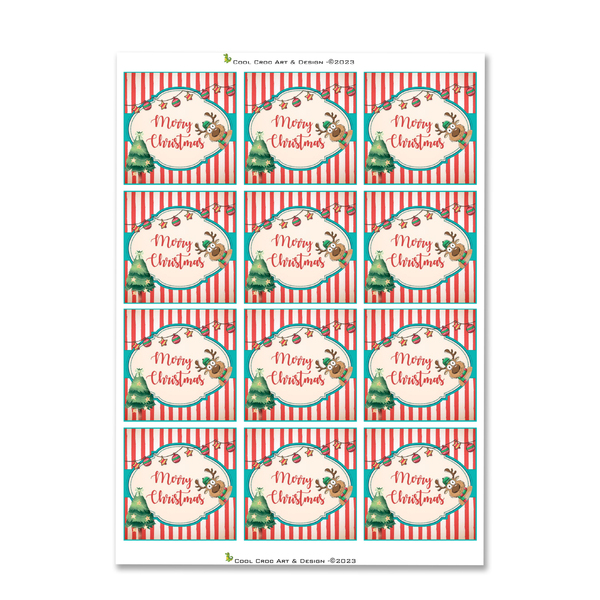 ΕΚΤΥΠΩΣΙΜΑ Αυτοκόλλητα-Ετικέτες Ευχές Χριστουγέννων- Merry Christmas Tag #103- 6cm - αυτοκόλλητα, merry christmas, DIY, κάρτες