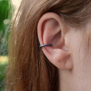 Chunky Ear Cuff γκρι-μαύρο από ασήμι 925 - ασήμι 925, μικρά, ear cuffs - 3