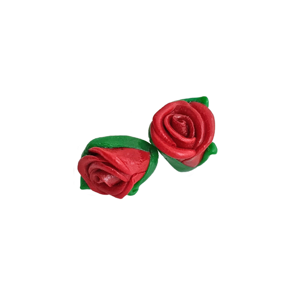 Καρφωτά σκουλαρίκια τριαντάφυλλα μπουμπούκια - πηλός, λουλούδι, καρφωτά, μικρά, καρφάκι - 2