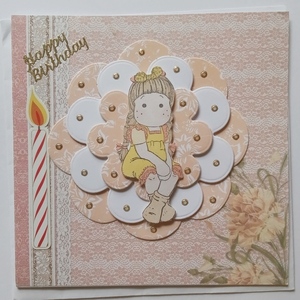 Χειροποίητη Κάρτα Γενεθλίων για κορίτσι (Tilda birthday card) - κορίτσι