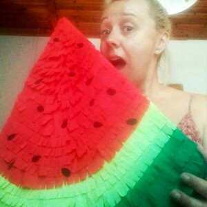 Καρπούζι / Watermelon Κόκκινο Πράσινο 50Χ40 εκ. - κορίτσι, αγόρι, καρπούζι, πινιάτες, είδη για πάρτυ - 2