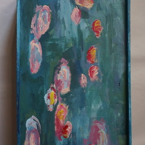 Ξύλινο κουτί, Νούφαρα - Monet - ζωγραφισμένα στο χέρι, κουτί