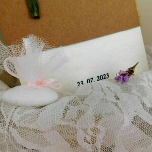 Χειροποίητο προσκλητήριο με λουλούδι αμάραντου - γάμου, boho - 4