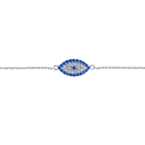 925° Evil eye BRACELET Βραχιόλι Επιπλατινωμένο Ασήμι - αλυσίδες, ασήμι 925, επιπλατινωμένα, χεριού, αυξομειούμενα