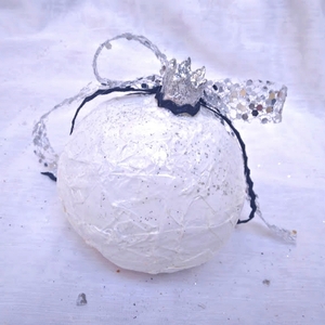 Χειροποίητο λευκό ρόδι με ζωγραφισμένο μάτι - χαρτί, ρόδι, διακοσμητικά, χριστουγεννιάτικα δώρα, οικονομικα γουρια - 3