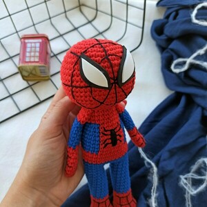 Πλεκτός Spiderman - 21εκ - λούτρινα, σούπερ ήρωες, ήρωες κινουμένων σχεδίων, δώρο γεννεθλίων - 4
