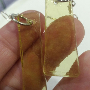 Μοναδικά κίτρινα σκουλαρίκια από γυαλί - γυαλί, κρεμαστά, γάντζος, φθηνά - 2