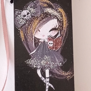 Ξύλινος σελιδοδείκτης μαύρος 14*5εκ. Gothic κοριτσάκι - κορίτσι, σελιδοδείκτες, personalised, με ξύλινο στοιχείο - 4