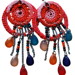Γυναικεία σκουλαρίκια στυλ bohemian - ορείχαλκος, κρίκοι, boho, πέρλες, μεγάλα