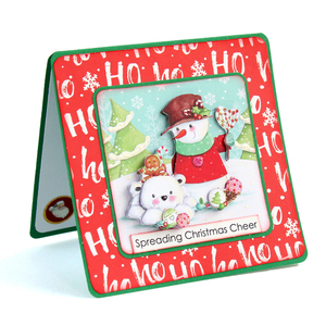 Χριστουγεννιάτικη 3d ευχετήρια τετράγωνη κάρτα "Spreading Christmas Cheer" - χαρτί, χιονάνθρωπος, ευχετήριες κάρτες - 4