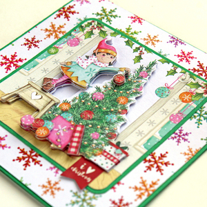 Χριστουγεννιάτικη 3d ευχετήρια τετράγωνη κάρτα "I love Christmas" - χαρτί, ευχετήριες κάρτες, δέντρο - 4