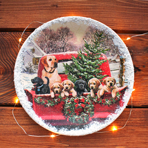 Χριστουγεννιάτικο διακοσμητικό κεραμικό πιάτο τοίχου με σκυλάκια - πηλός, διακοσμητικά, χριστουγεννιάτικα δώρα - 3