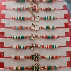 Χριστουγεννιάτικο βραχιολακι - νήμα, ορείχαλκος, χάντρες, χριστουγεννιάτικα δώρα, αυξομειούμενα