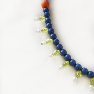 Μπλε κολιέ boho - χάντρες, κοντά, πέρλες, seed beads, μπλε χάντρα - 4