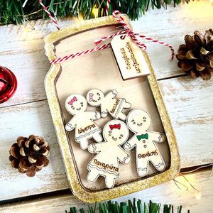 Χριστουγεννιάτικο στολίδι "Βάζο με μπισκότα οικογένεια" - ξύλο, customized, στολίδια, προσωποποιημένα - 3