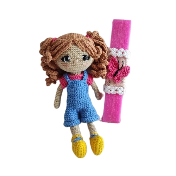 Χειροποίητη λαμπάδα πλεκτή κούκλα Cindy Lou - κορίτσι, λαμπάδες, λούτρινα, για παιδιά, παιχνιδολαμπάδες